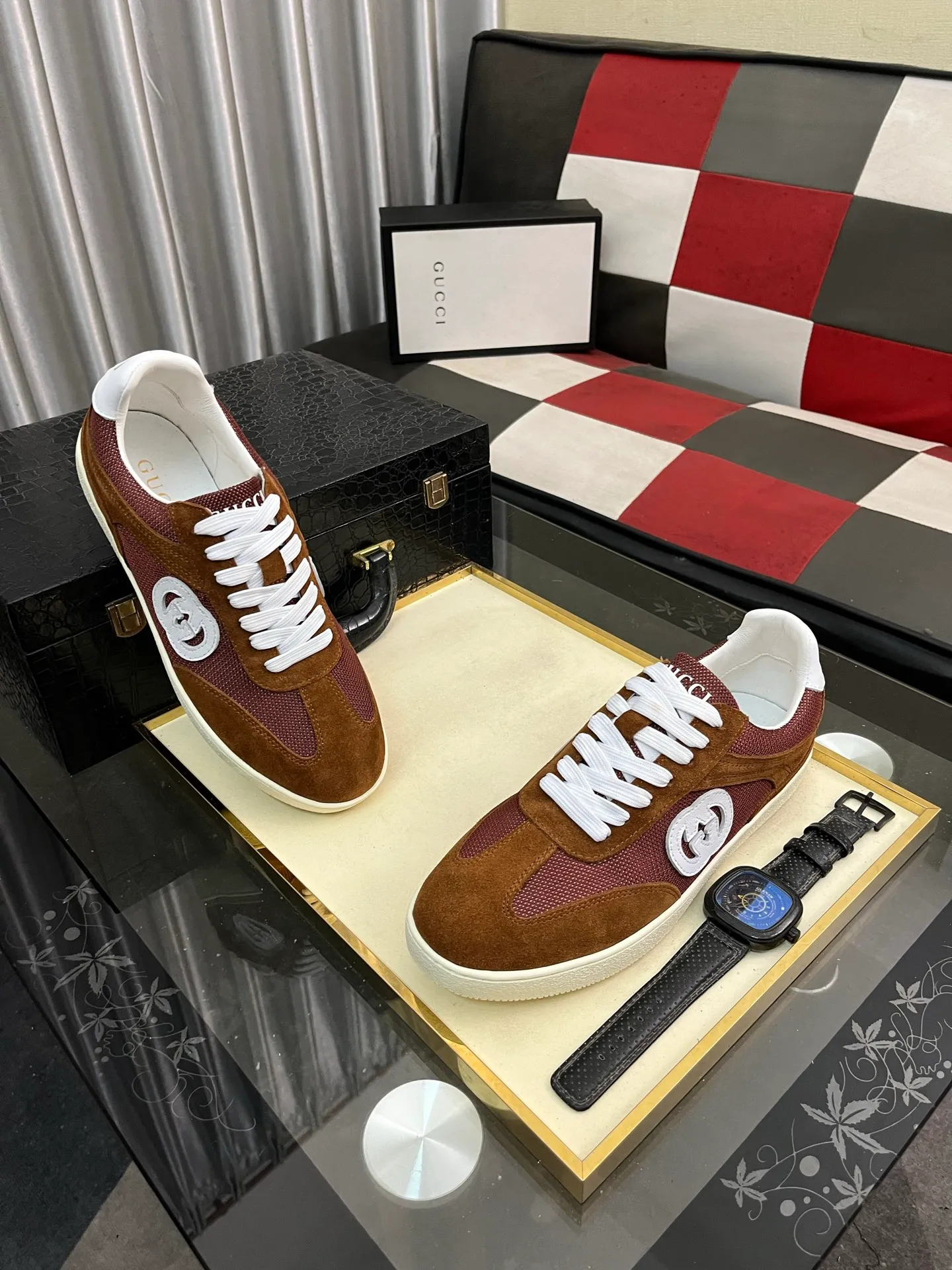 Men's shoes 💰400⌚️⌚️《GUCCI》The latest hot-selling casual shoes, top brand [seduce] luxury~purchase, top~quality. Products sold at the counter [strong] Original embossed calfskin fabric ➕ Comfortable sheepskin lining, code number: 38-443️⃣colors available